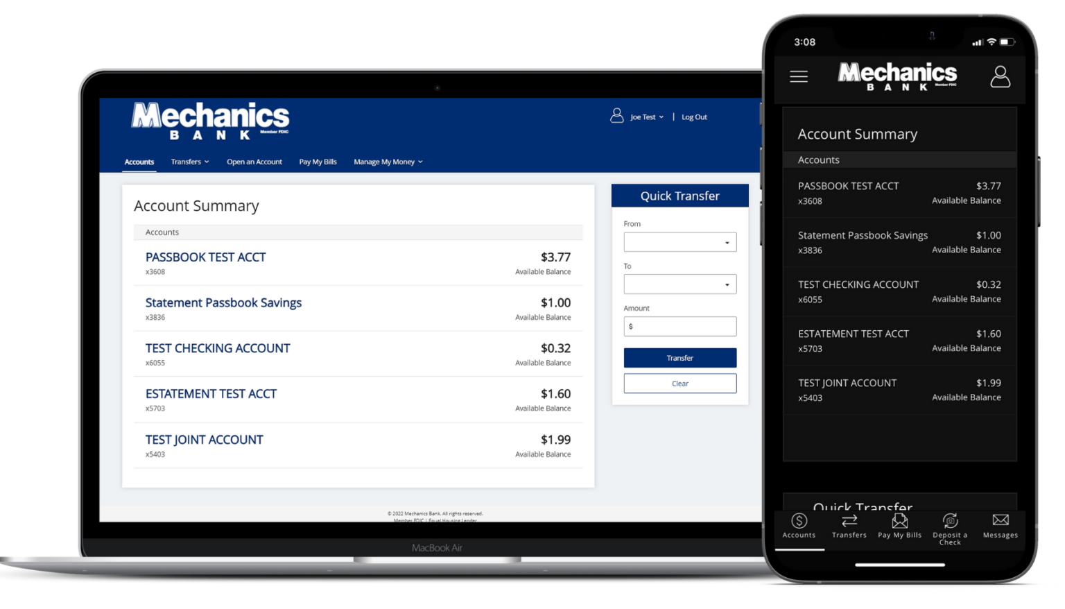 Online Banking Update Mechanics Bank